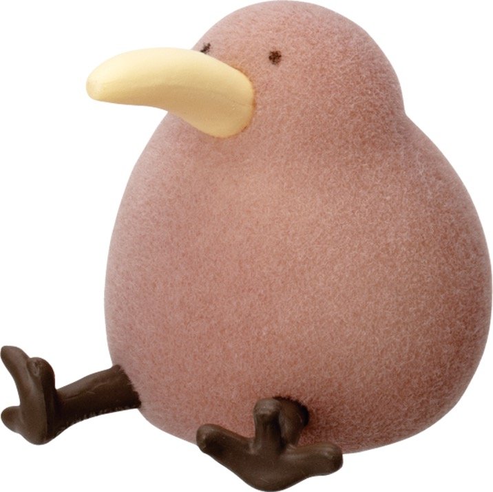 床にぺたんと座り脚を投げ出したポーズと、つぶらな瞳が特徴