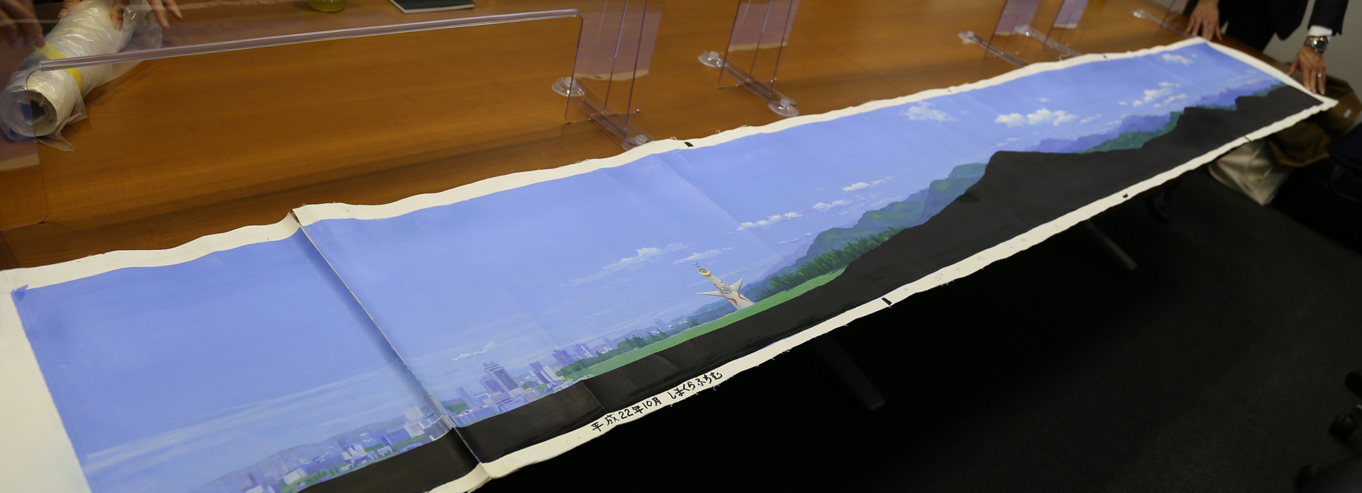 特撮業界の偉人「雲の魔術師」島倉二千六氏の原画。「あの方は真の職人だね。これ用済みだから要らないって言うんだもの。だから記念にサインしていただいちゃったんです」。ジオラマをテーマとした特別展に期待。