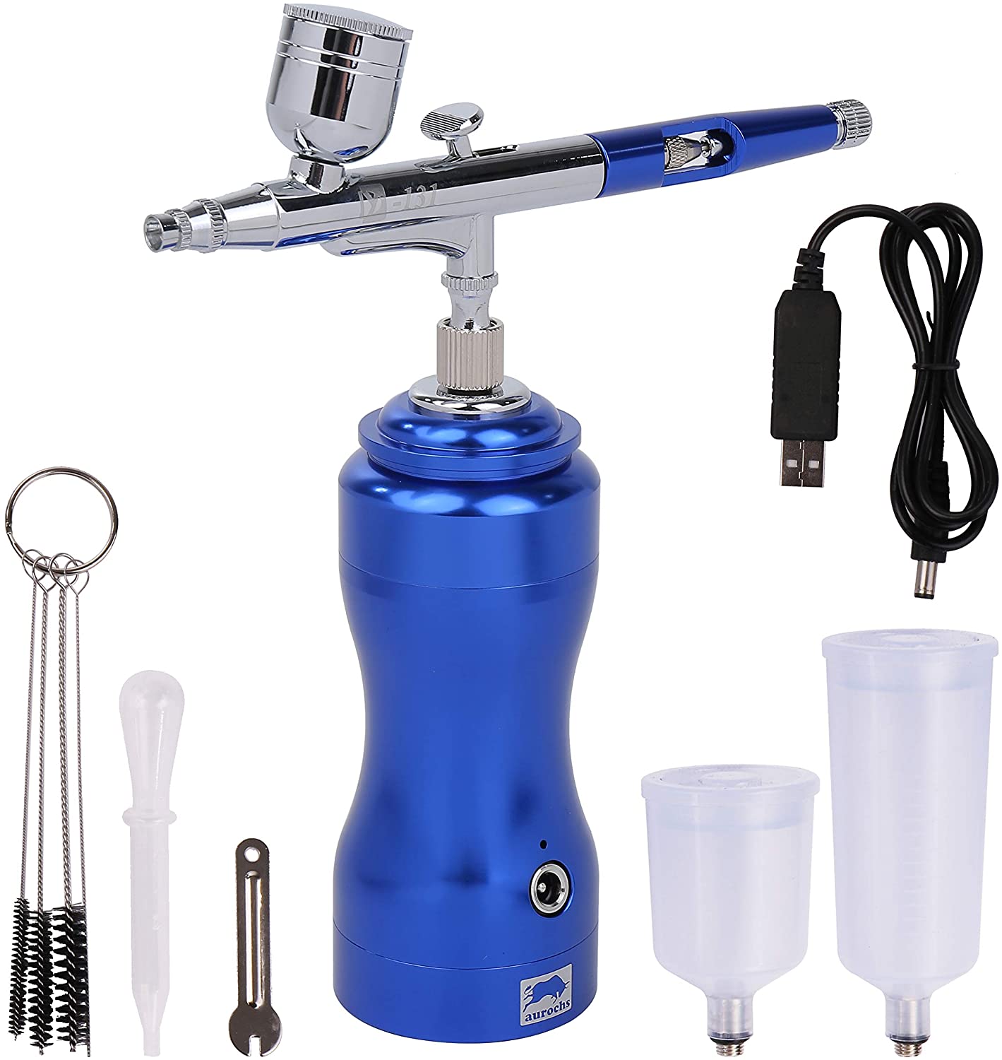 ［aurochs］エアブラシコンプレッサーセット（メタリックブルー）