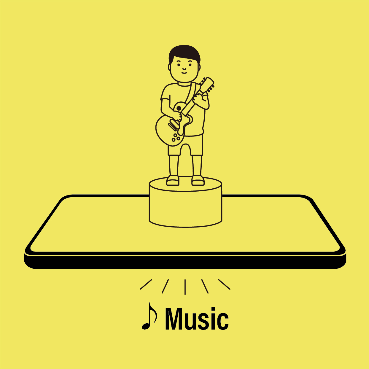 アーティストフィギュアをスマホに置くと音楽が流れる