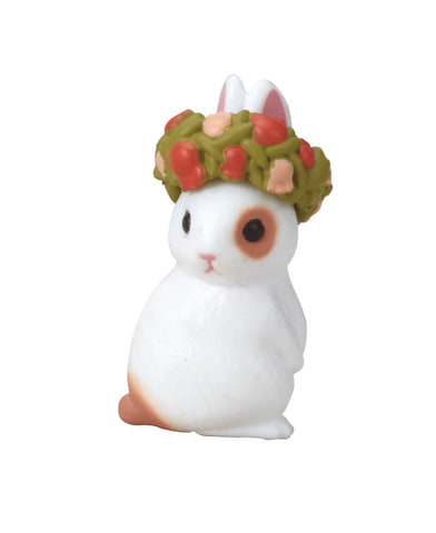 花かんむりをかぶったウサギさん！ カプセルトイ「うさぎの花かんむり