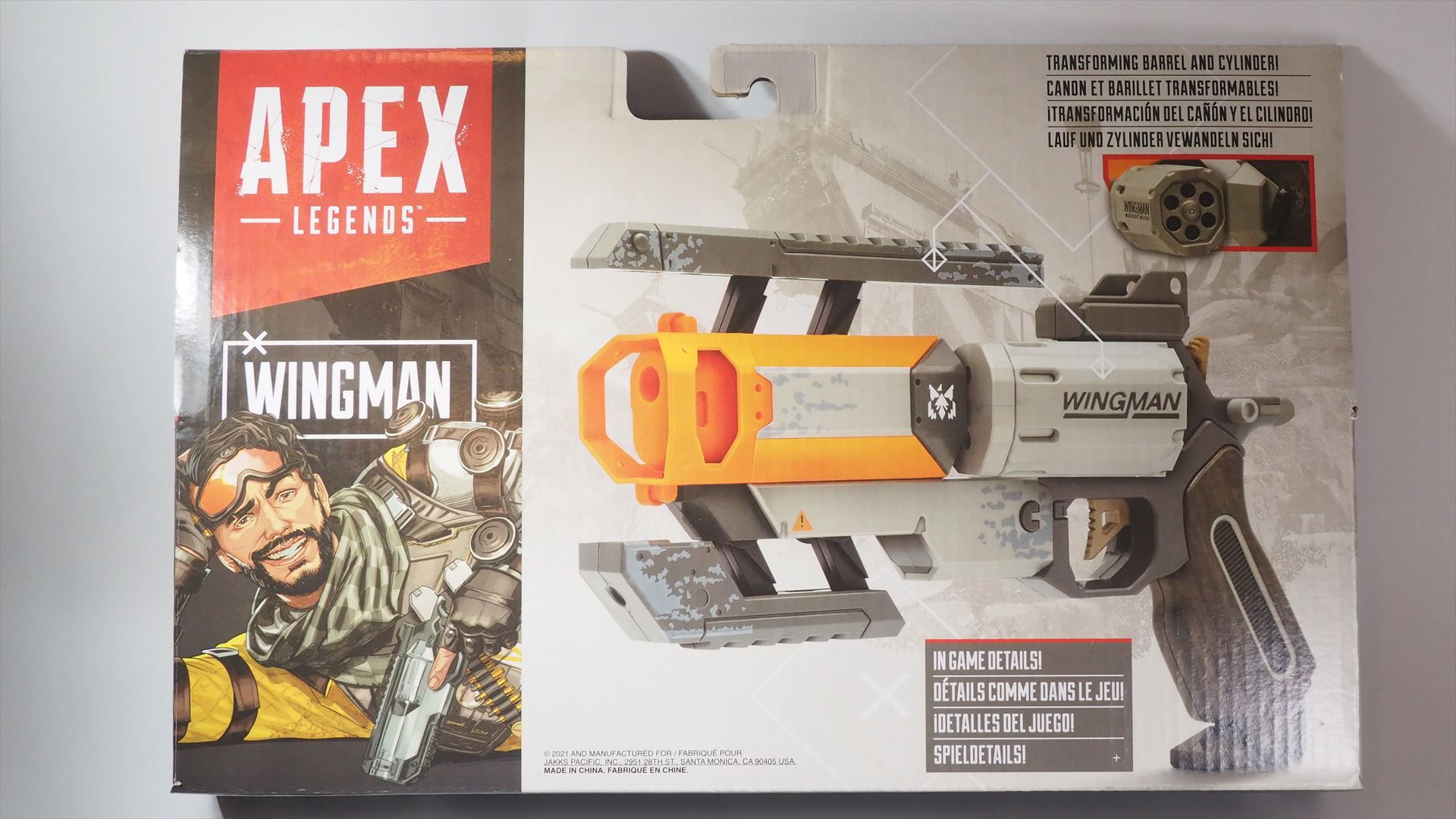 パッケージの裏面。銃身が上下に広がった様子が掲載されている