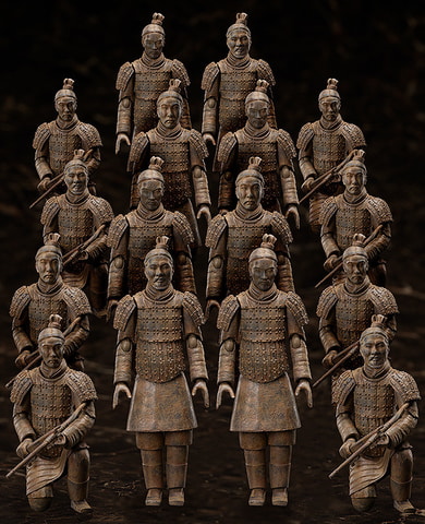 人や馬をかたどった明器の一種「兵馬俑」のアクションフィギュアが本日