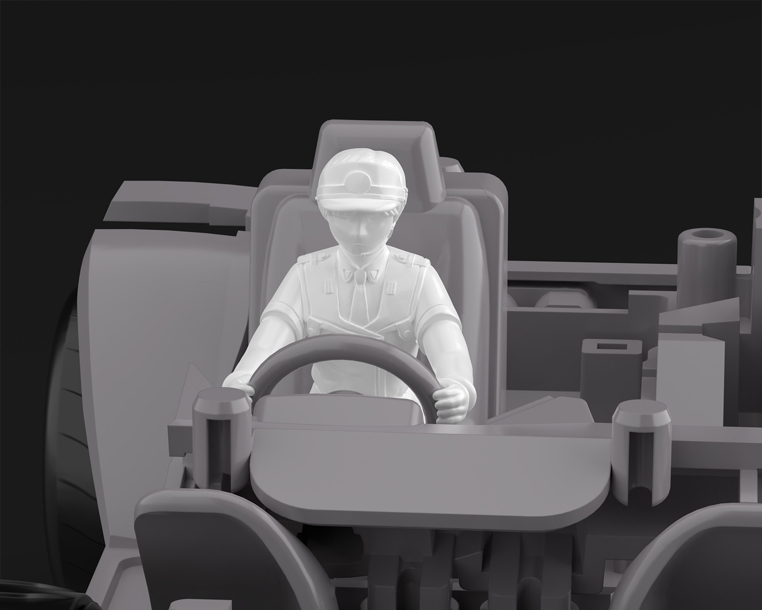 指揮車に搭乗可能な篠原遊馬、香貫花・クランシー、熊耳武緒の各フィギュアが付属