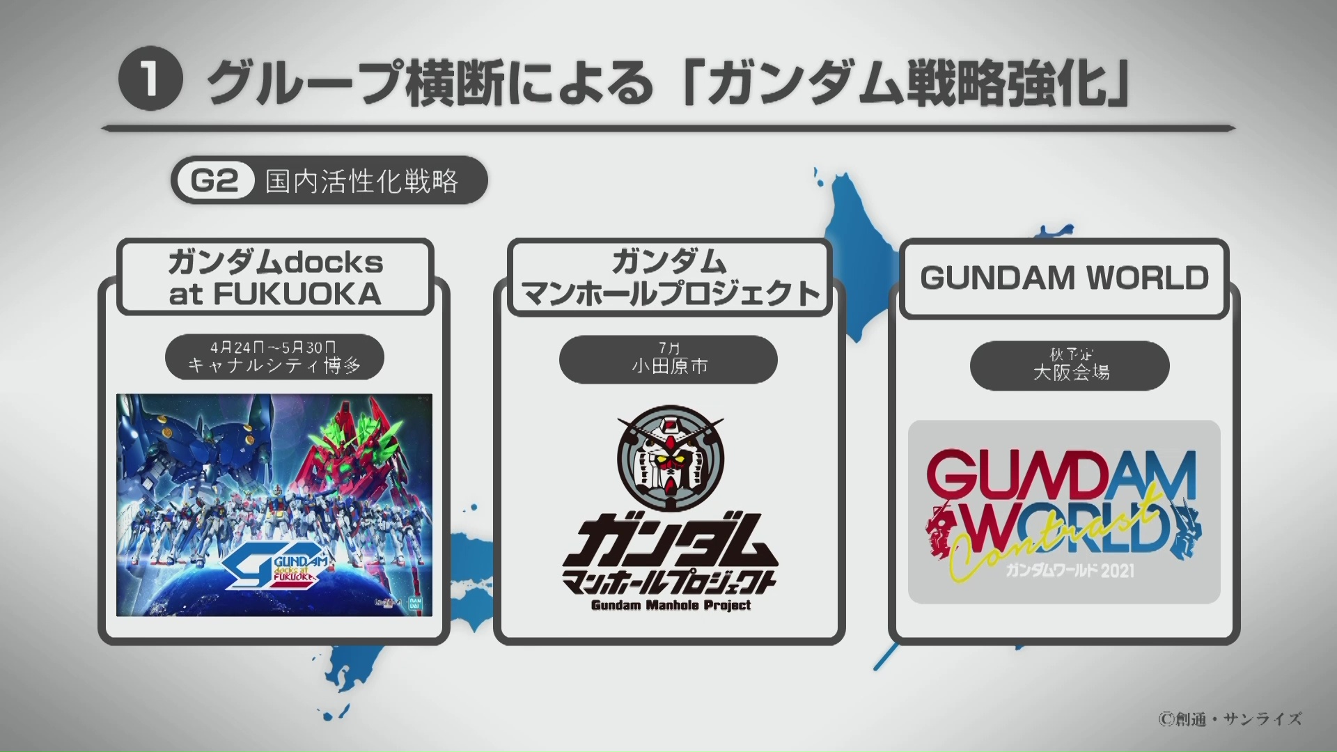 イベント「ガンダムワールド」は大幅リニューアルされ、その第1弾「ガンダムワールドコントラスト」として、初代ガンダムとガンダムSEEDの対比がテーマとした内容で、今年の秋に大阪を皮切りに全国巡回予定とる