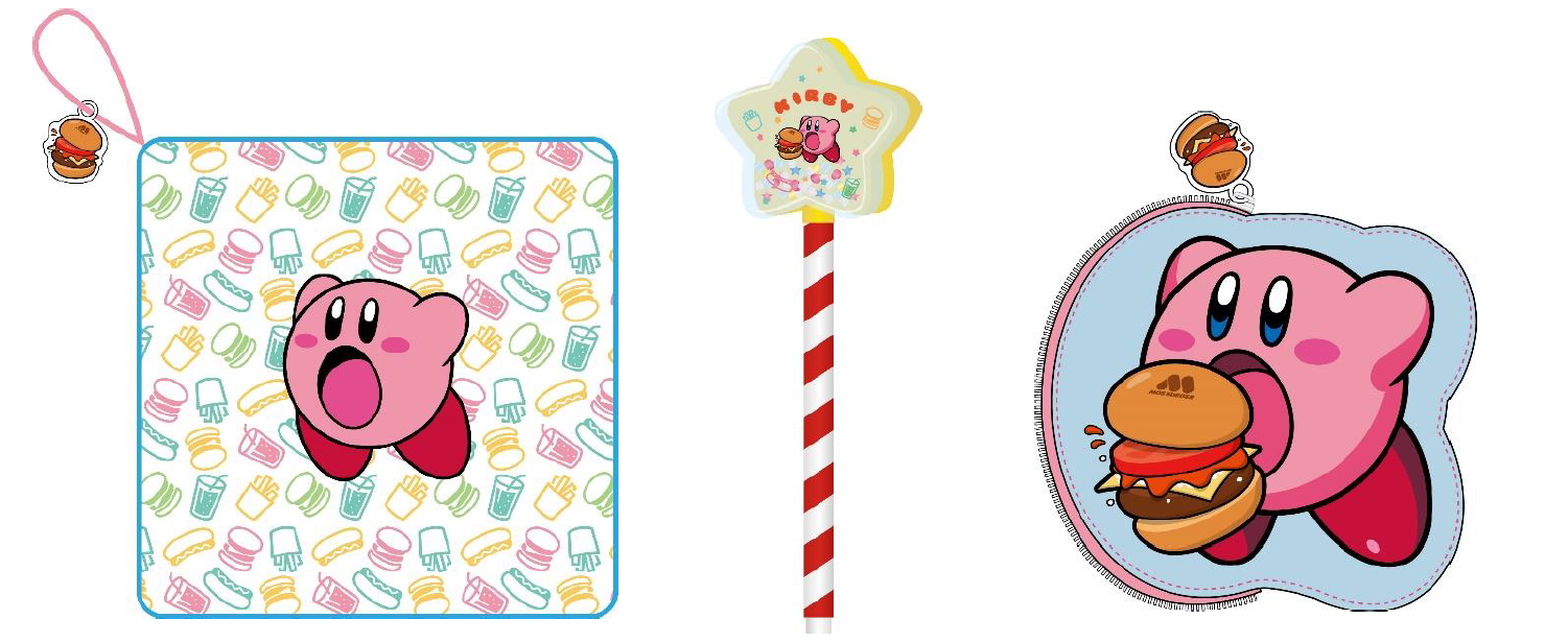 おもちゃ第1弾のラインナップ。左からミニガーゼタオル、ボールペン、ミニポーチの3種類