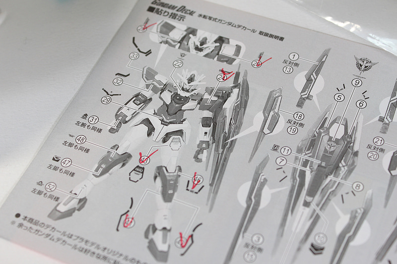 貼ったデカールは赤ペンでチェックしておけば、貼り忘れを防げます