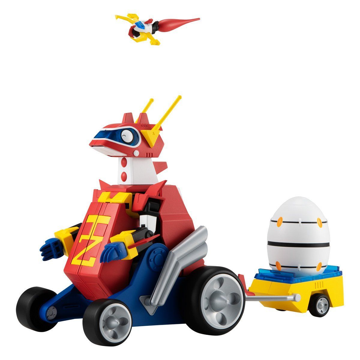 逆転王とリリーフドンが合体して、トッキュウザウルスとなる。上は頭部となるジェット機弾丸ヘッド号