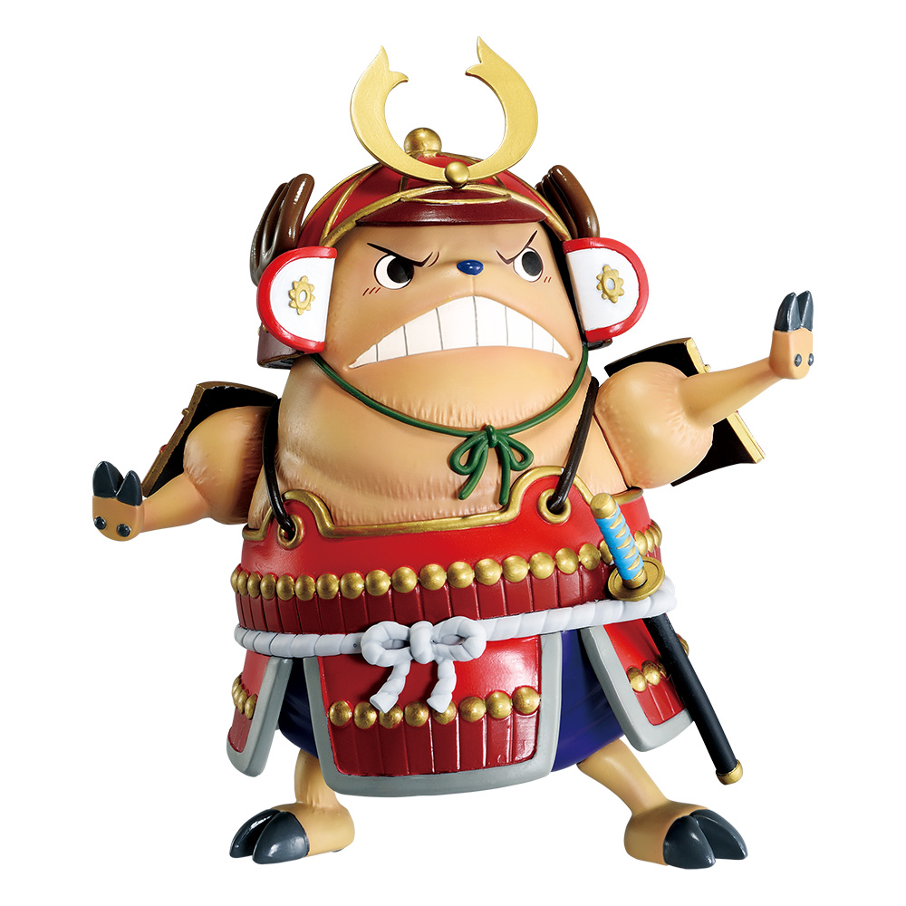 硬質な印象である甲冑ともふっとした毛並みの質感の違いを捉えた見事な造形。勇ましい顔つきでありながらも、どこか可愛らしさを残すチョッパーの勇姿を感じさせるフィギュア