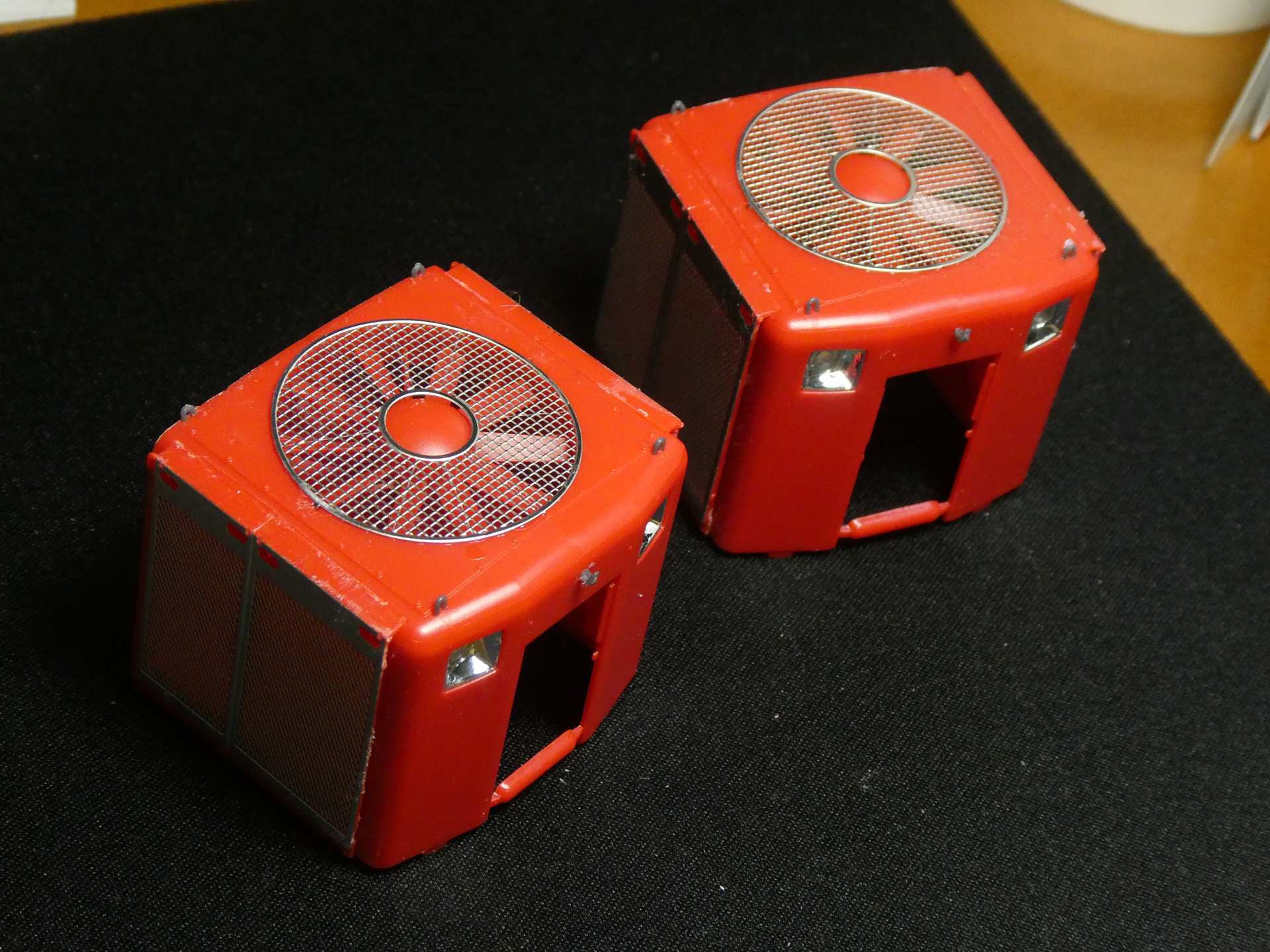 完成した冷却室、機関車の両端部にあたる