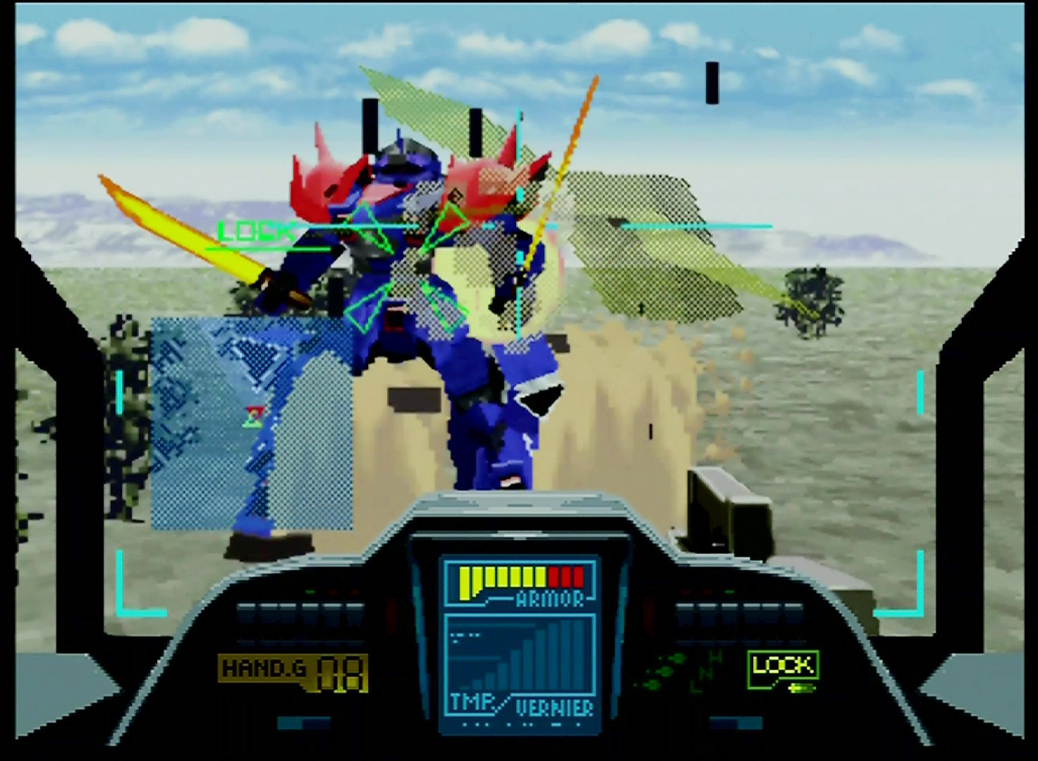 「機動戦士ガンダム外伝I 戦慄のブルー」のゲーム画面。現在の技術からするとCGは粗いが、当時はそのスピードや臨場感に圧倒された