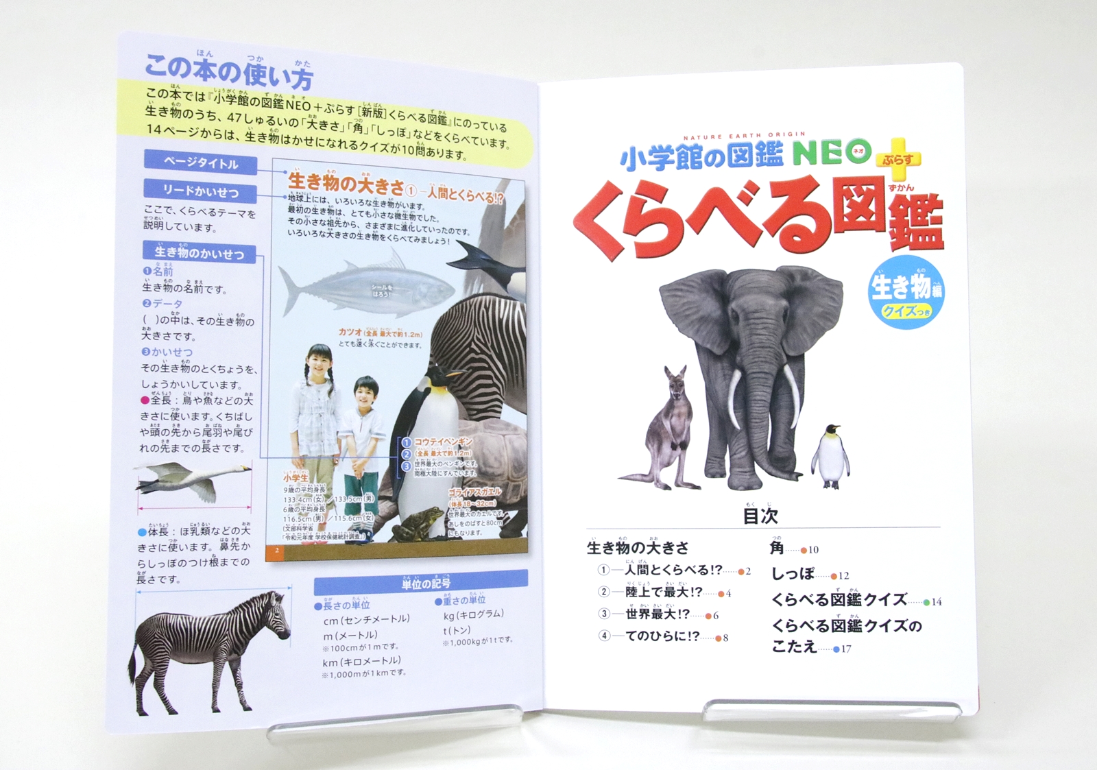 表紙を開くと本の使い方・目次のページに