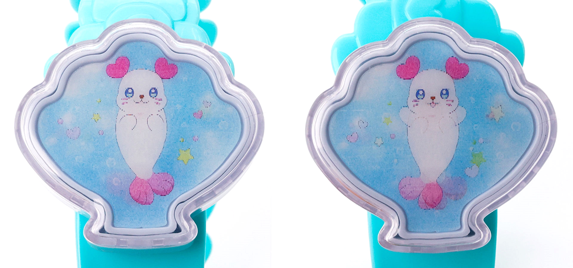 「くるるん」のイラスト部分は、いわゆるレンチキュラーレンズの仕組みが採用されている。そのため、角度を変えると絵が動いているように見える