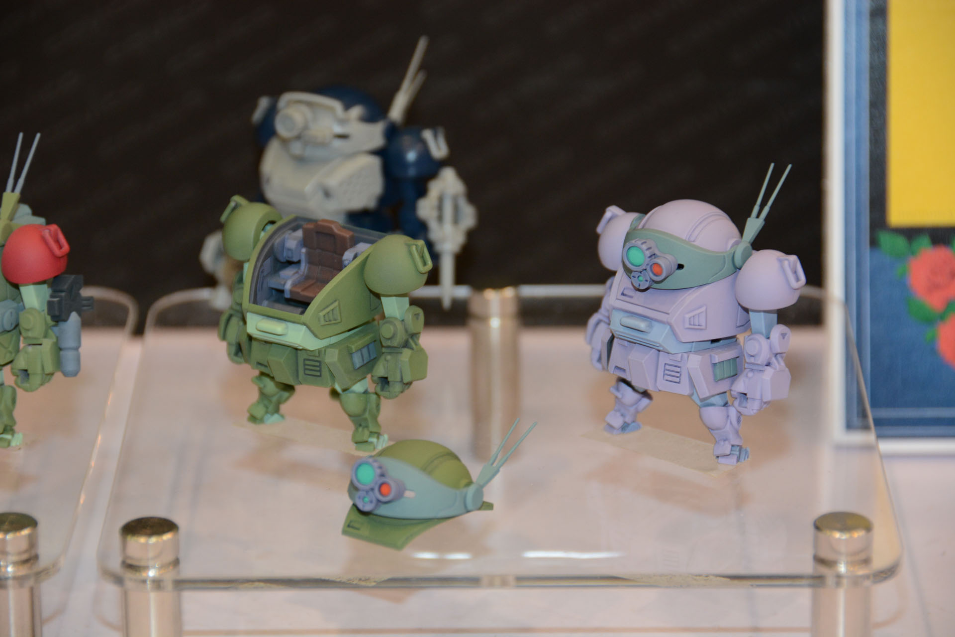 筆者が目をとめたスコープドックのプラモデル。通常カラーは1,550円、メルキアカラーは1,650円。武装のついたタイプや、赤いブルーティッシュドックは発売予定