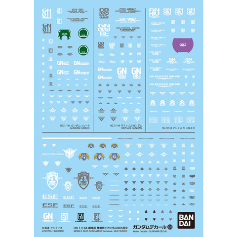 Hi-νガンダム用などの水転写デカールセット6商品「ガンダムデカールNo