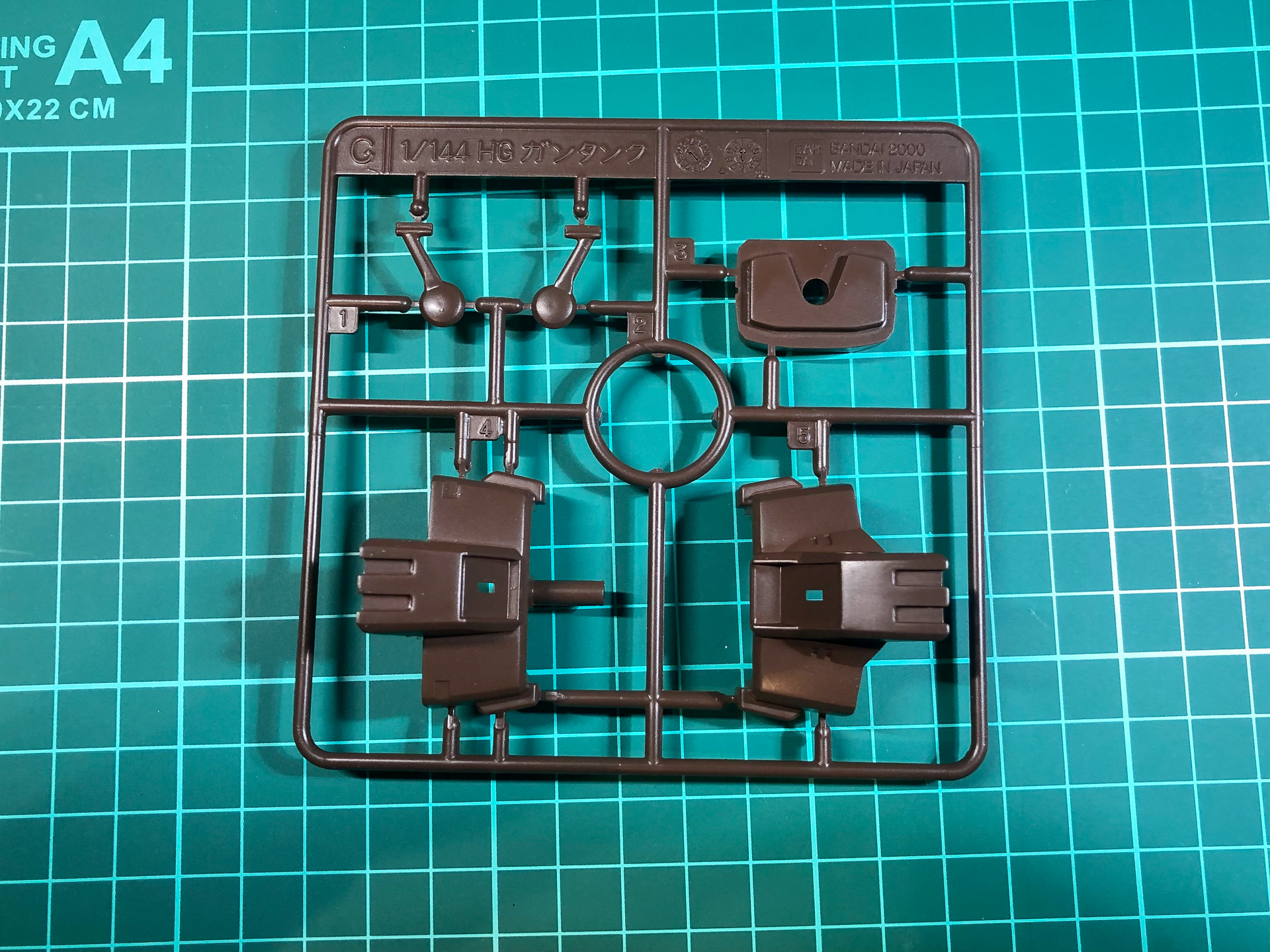 塗装を行なったCランナー。全体をレッドブラウンで塗装しています。