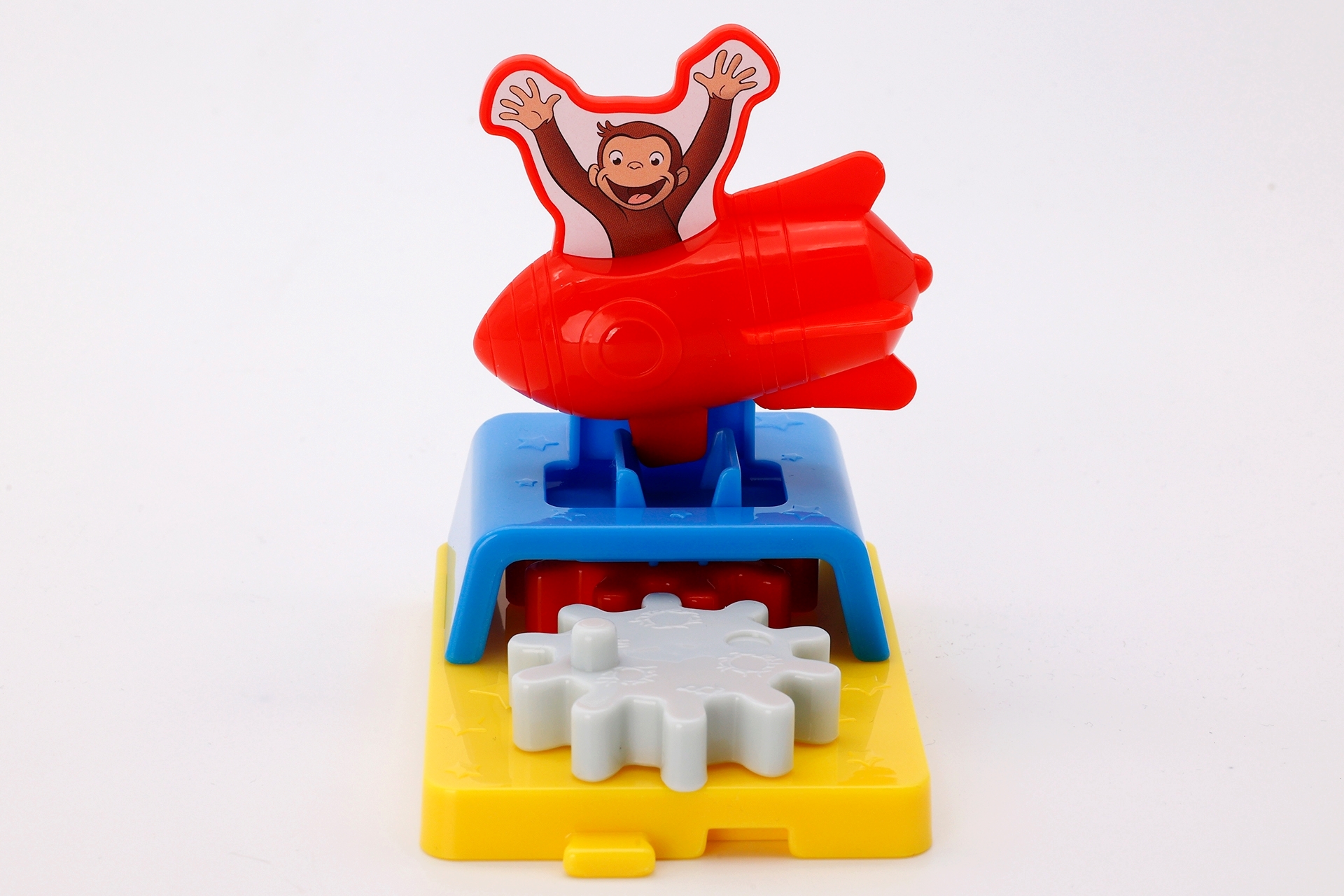 こちらが組み立てたところ。ジョージがロケットから体を乗り出し、手を広げて喜んでいる姿が描かれている