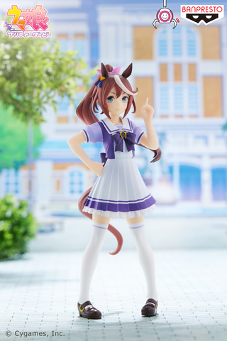 ウマ娘 プリティーダービー フィギュア 7体セット チームスピカ プライズ ウマ娘」のキャラクターたちがプライズフィギュアになって登場