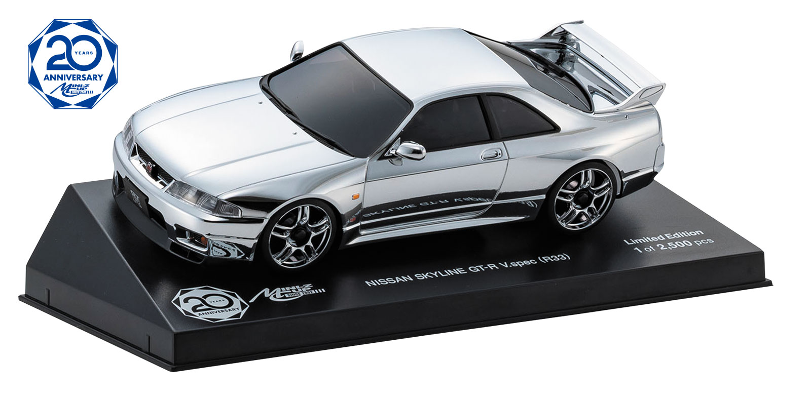 ミニッツカップ20周年記念モデル！ 日産スカイライン GT-R Vスペック(R33) クロームシルバー