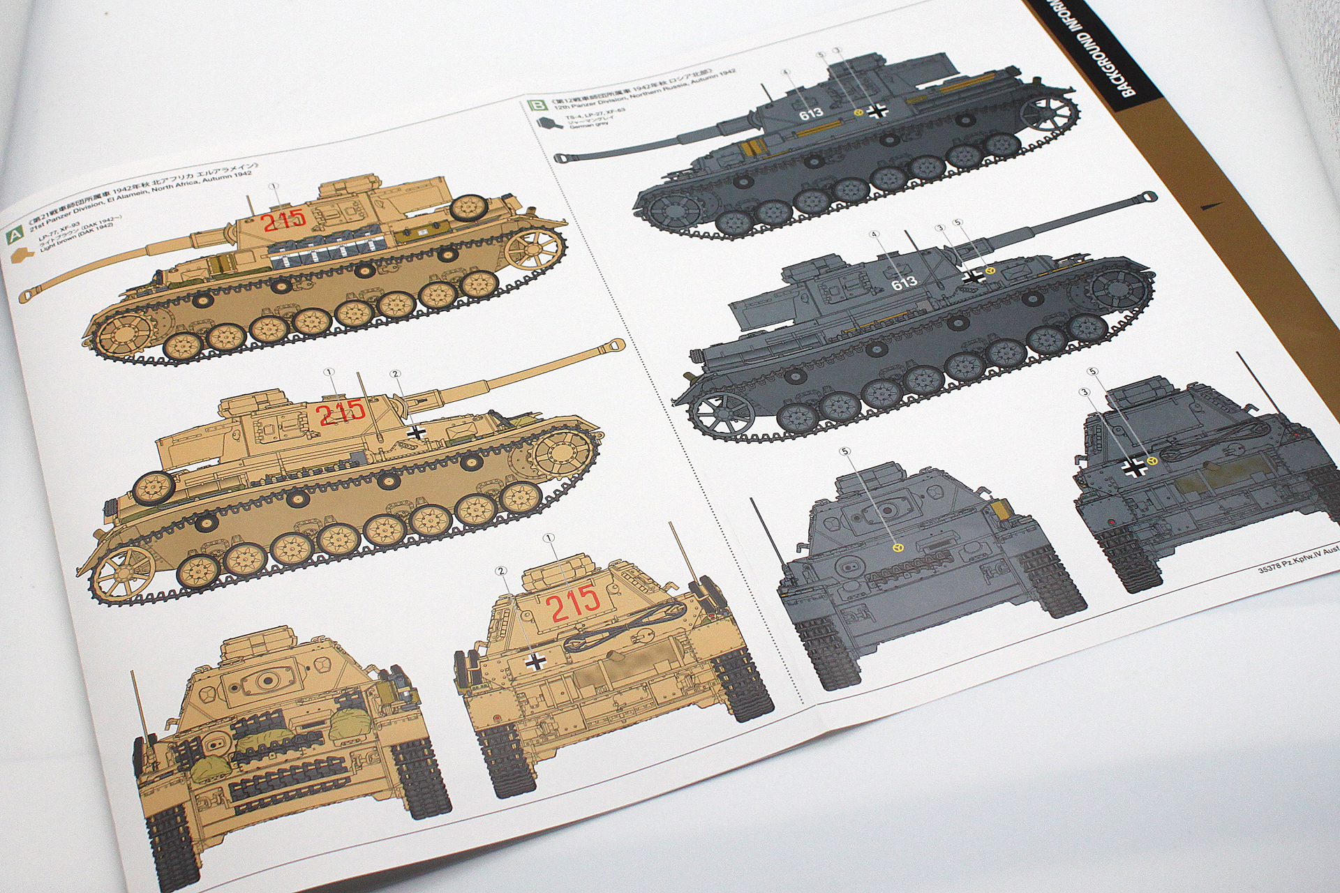 実車の解説冊子。IV号戦車の素性や諸元、カラーリングなどを学ぶことができます。