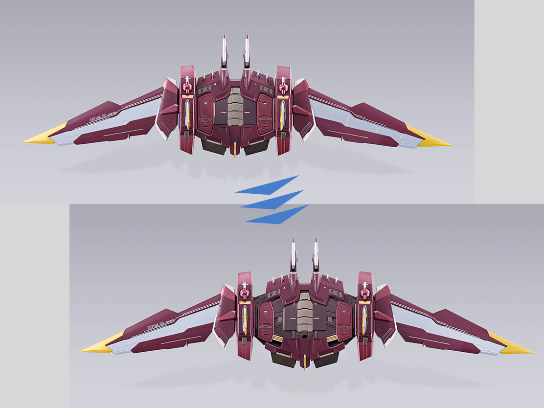 「ジャスティスガンダム」搭乗部がスライド展開する