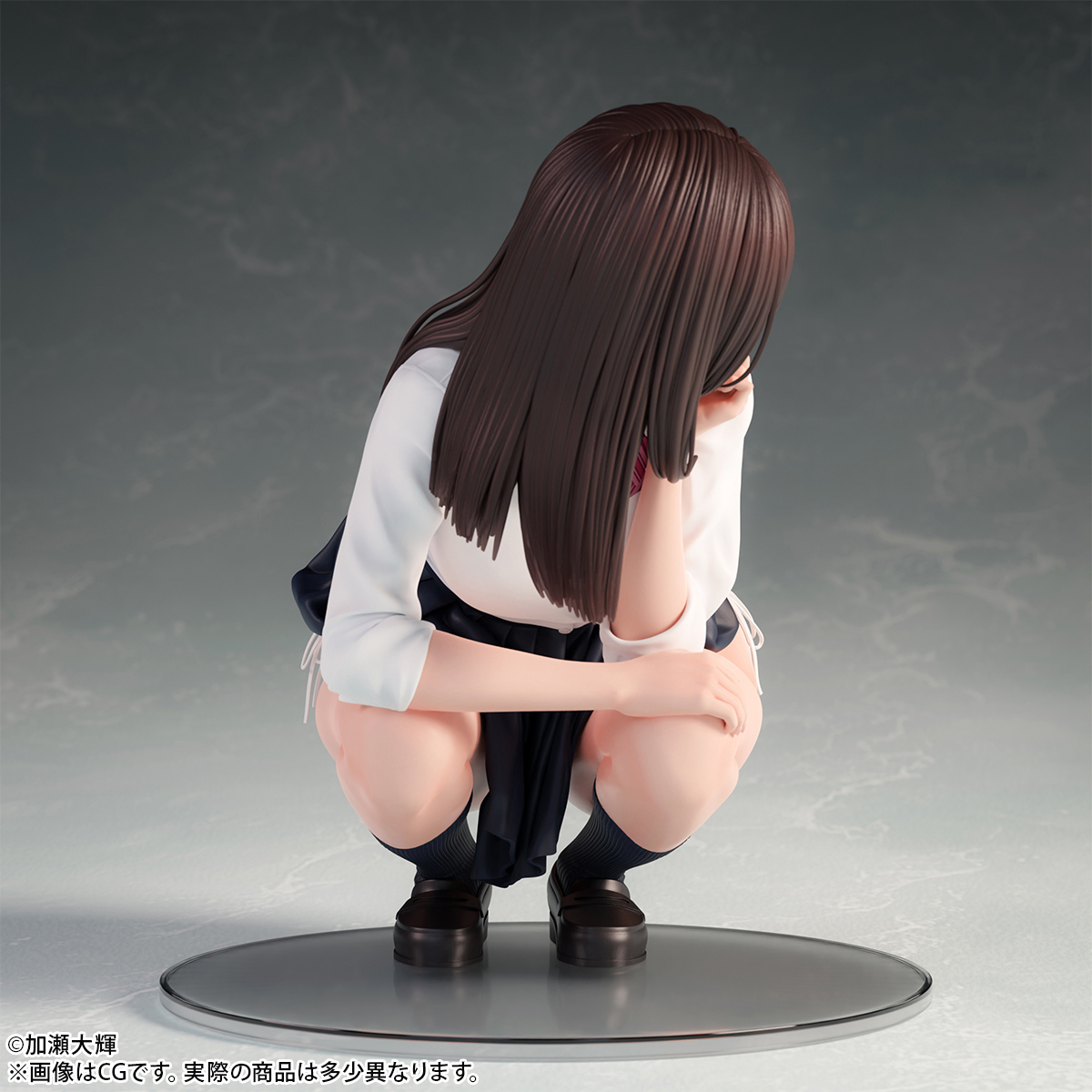 イラスト「しゃがみJKさん」