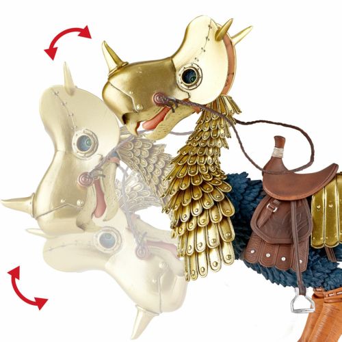 発売中の「タケヤ式自在置物　トルメキア装甲兵 ヴ王親衛隊Ver.」と組み合わせることが可能。付属の腰部ジョイントパーツに換装することで、騎乗させることもできる