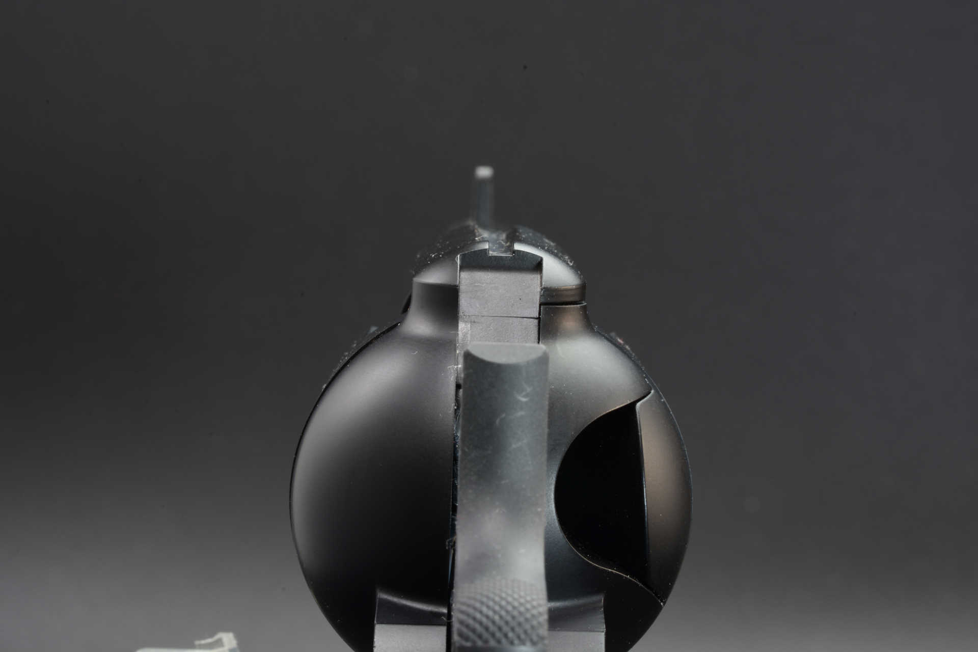 ハンマーを起こすことでリアサイトが使える。リアサイトからフロントサイトを見て、狙いをつける