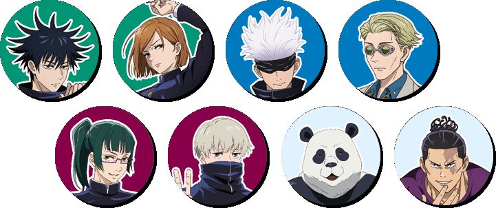 スティックシールには、「呪術廻戦」の人気キャラクターたちが登場