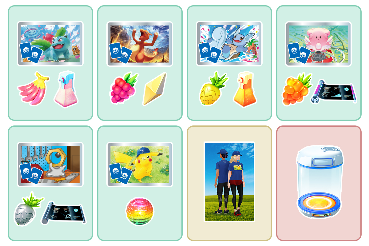 プロモーションコードを利用すると、「ポケモン GO」内で使えるさまざまな道具が入手できる。その中には、今回のコラボレーション企画を記念した、特別な着せ替えアイテムも。Tシャツと帽子のセットで、帽子はピカチュウとお揃いのデザインになっている