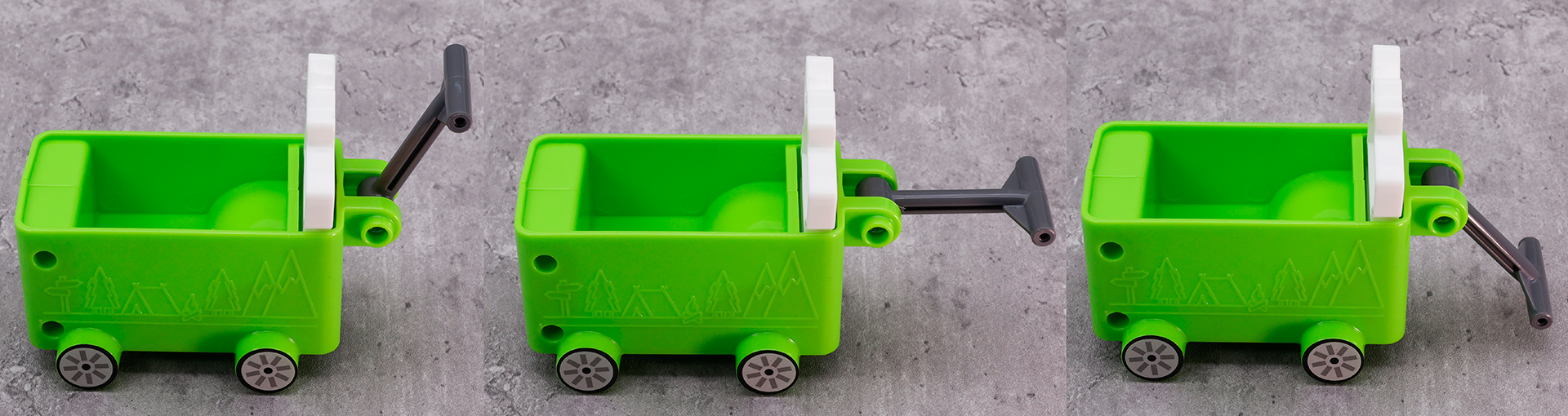 取っ手部分は、かなり広い角度で稼働させることができる