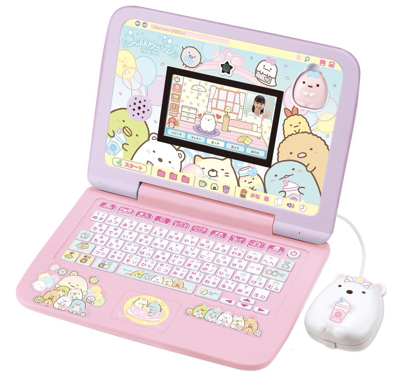 付属のきせかえデコシールで、キーボードやきせかえマウスなどをデコしたイメージ