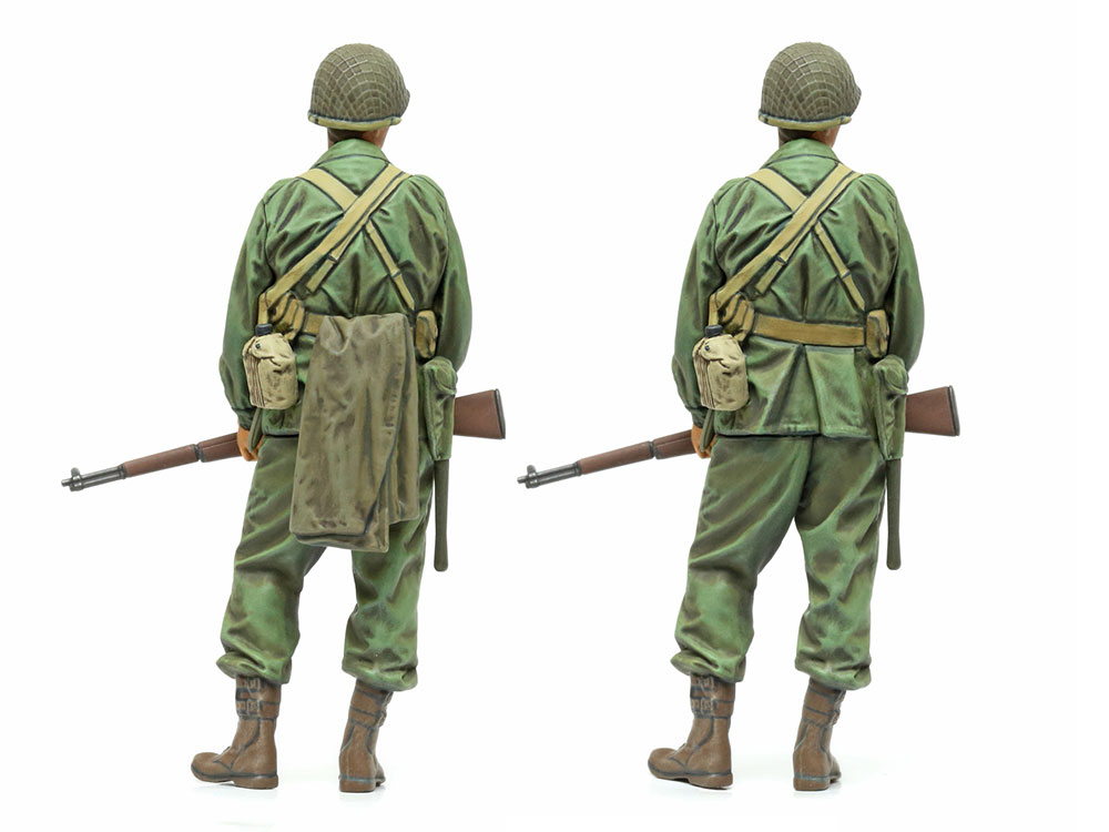BAR M1918A2とM1ガーランド、M1カービン、M1A1トンプソンをシャープなディテールで再現。銃剣やナイフ、手榴弾、双眼鏡などもセット