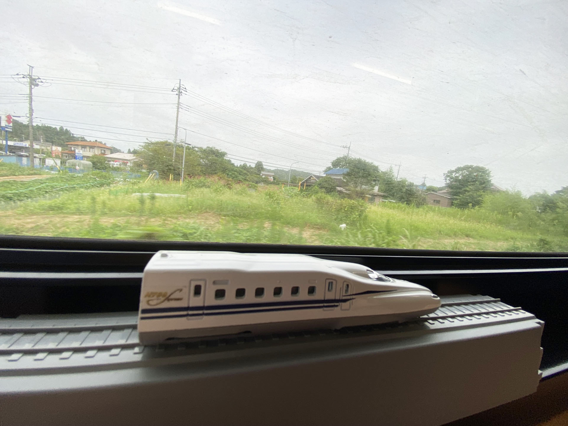 走り出すと風景が流れる。レールの上のリビングトレイン越しに眺めると走行しているイメージだ