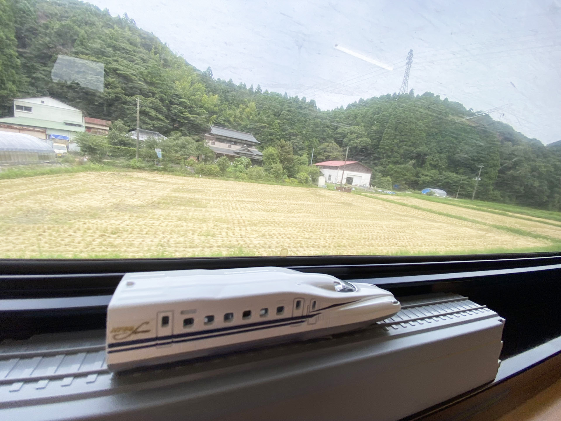 走り出すと風景が流れる。レールの上のリビングトレイン越しに眺めると走行しているイメージだ