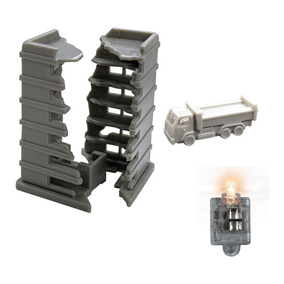 解体中ビルA（無彩色）+トラック＋ルミナスユニット