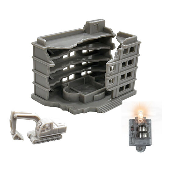 解体中ビルB（無彩色）+ショベルカー+ルミナスユニット