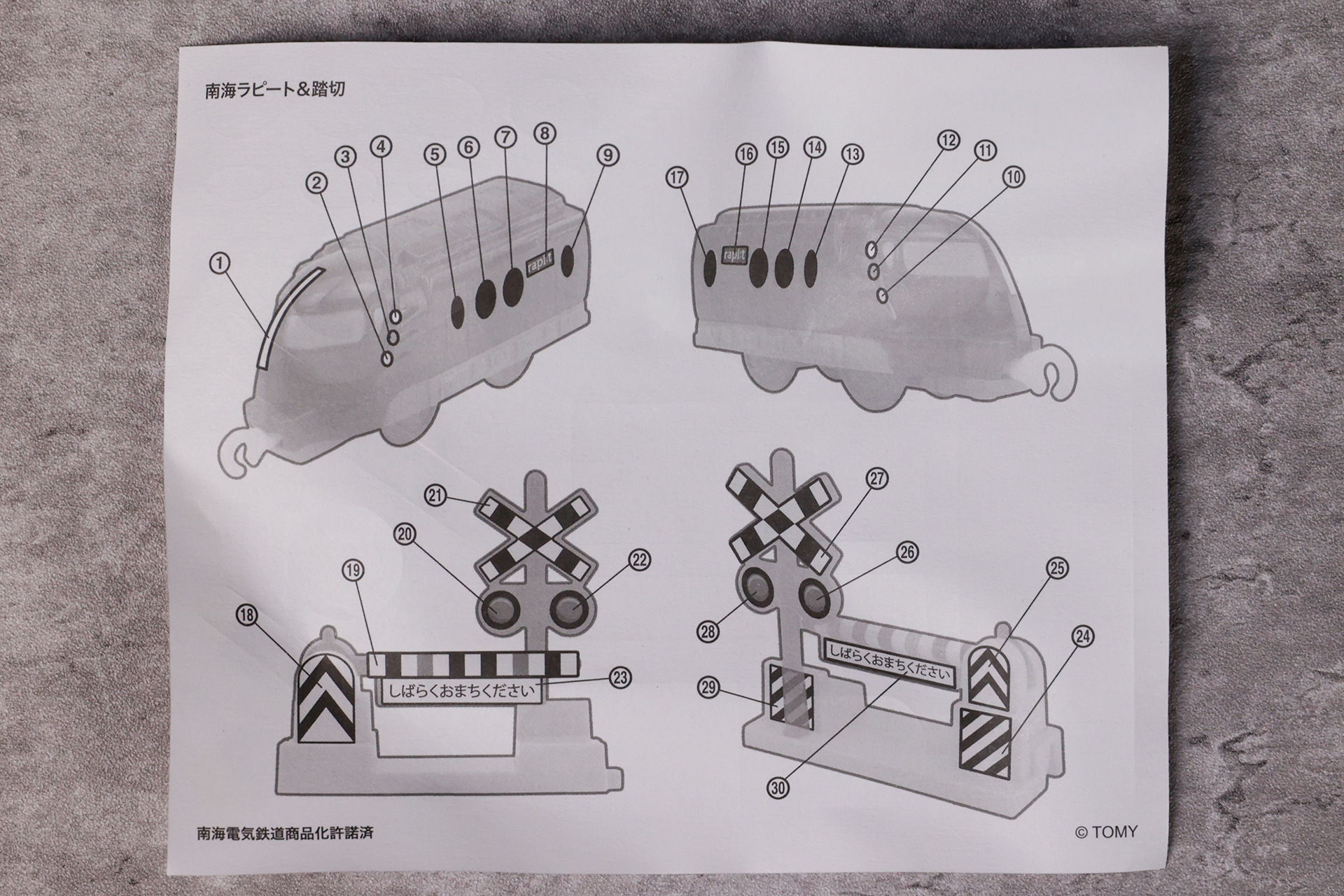 シールの裏側には、どこに貼ればいいか記載されている