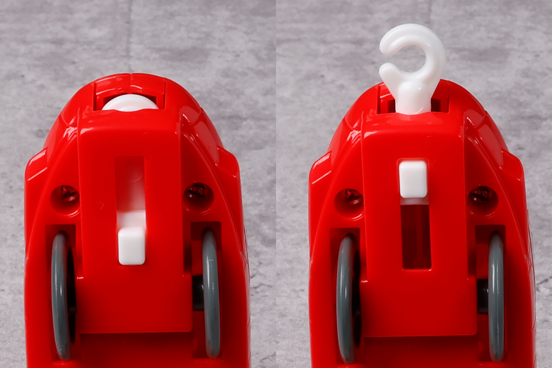 連結部分は白いボタンを動かすことで収納が可能だ