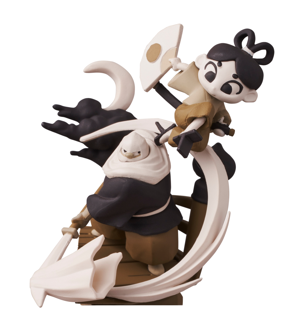 ヒョーゴノスケ氏（イラストレーター）「牛若丸と弁慶 五条大橋の戦い」<br>日本の昔話でとても有名なシーンを描きおろし、立体ジオラマにしました。