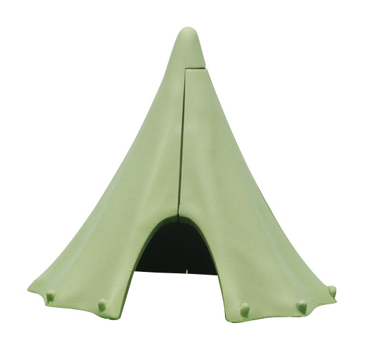 それぞれのフィギュアに付属するテントパーツを組み立てるとテントができあがる