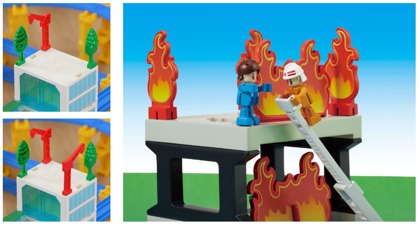 スタッドに対応パーツを付けられるので細かく自由なカスタマイズが可能。スタッドに立たせることができる人形もトミカから登場する