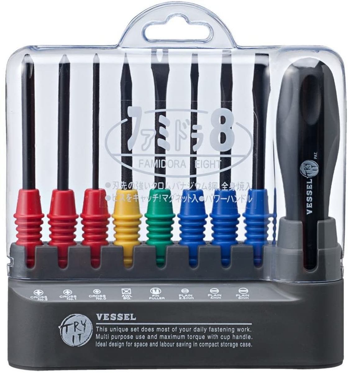 取り付けに使用したドライバーセット「ファミドラ8」。余談だが引っ越しの際に洗濯機の取付などでも活躍してくれる