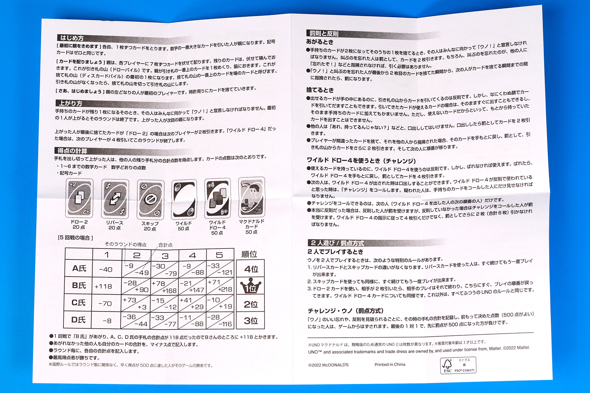 裏面にも遊び方がギッシリと書かれている