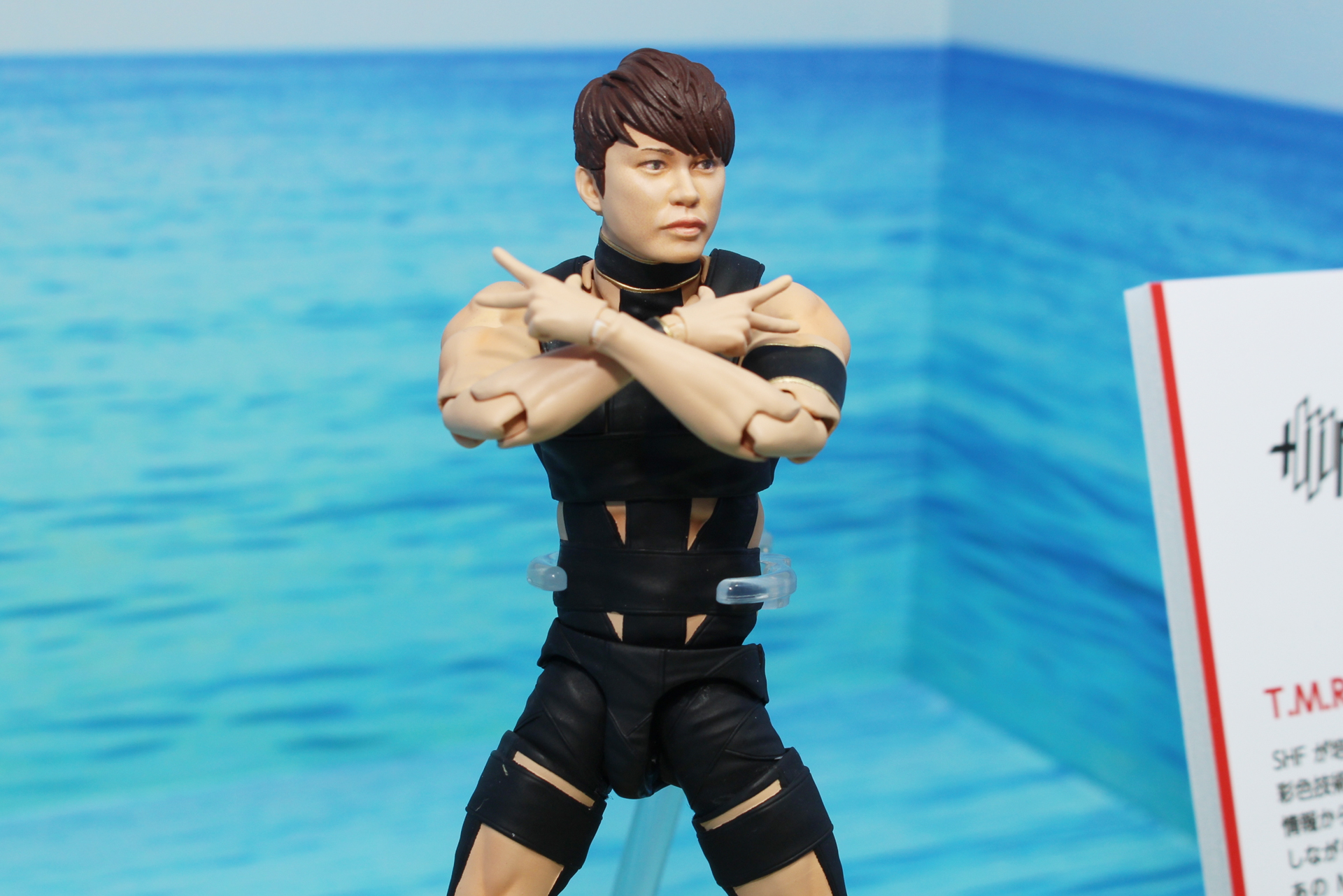 顔も肉体も西川さんそのもの。商品にはこの顔の他、目を閉じた顔と笑った顔のパーツが付属する