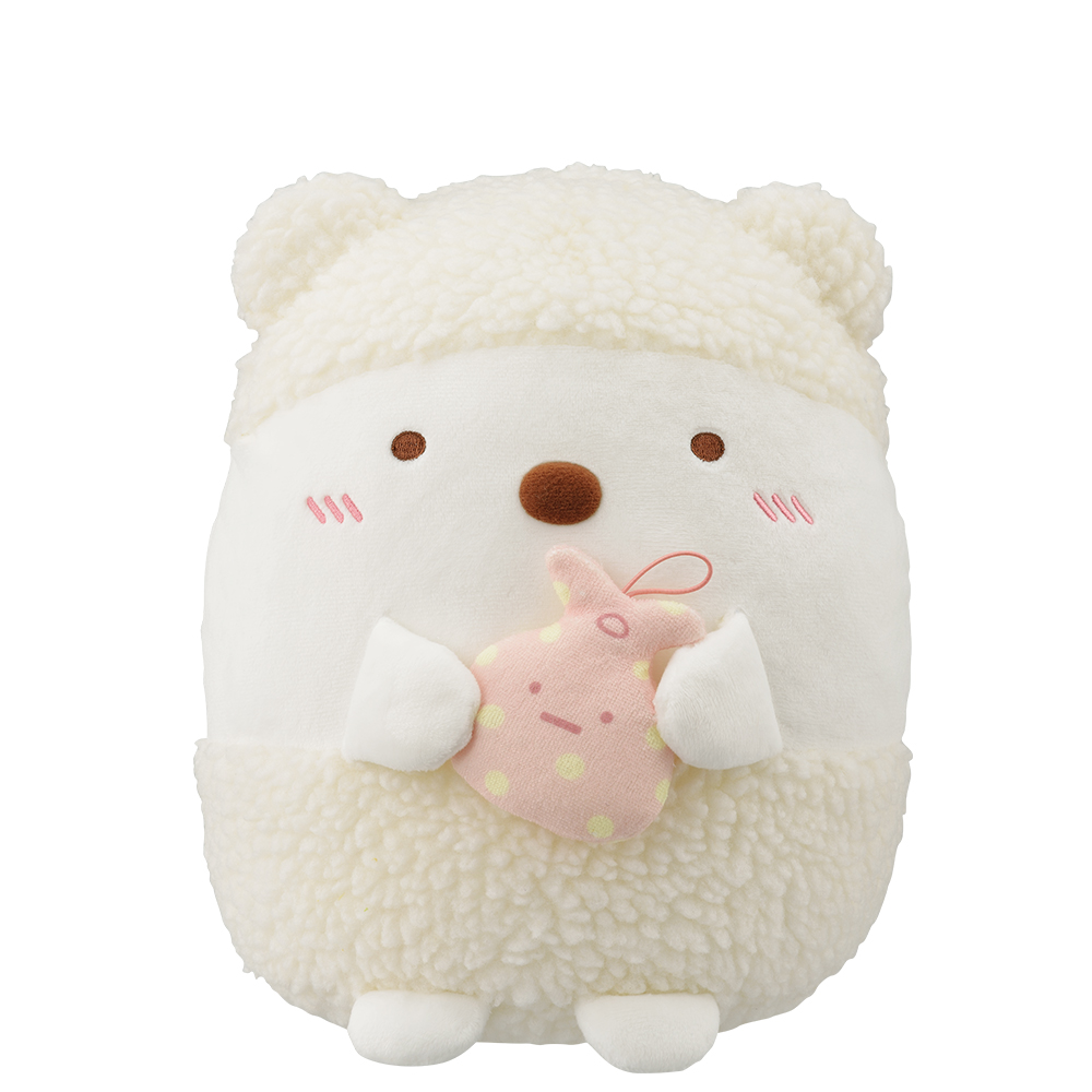 泡をまとった「しろくま」のぬいぐるみ。お風呂あがりの頬のほてりがとってもキュート