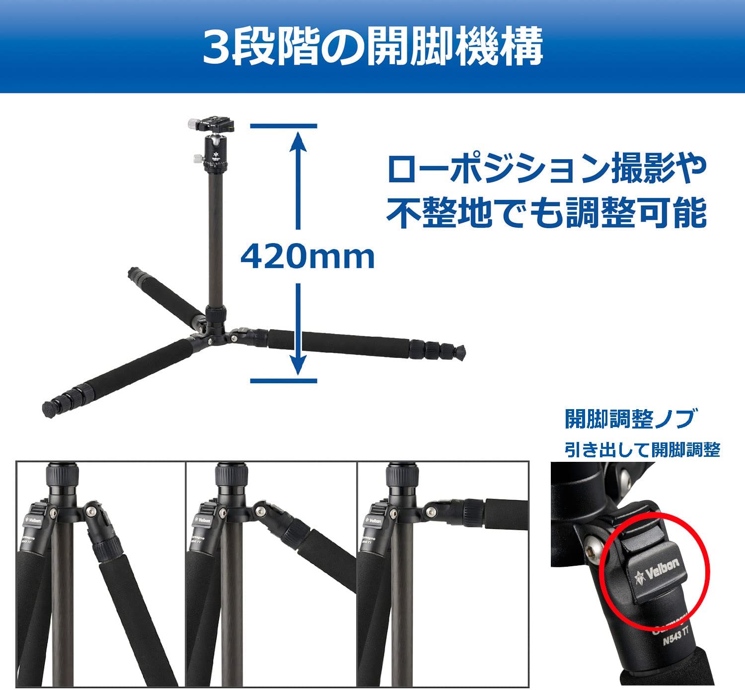 脚を完全に広げることもでき、ホビーのローアングル撮影にも活用できそうだ