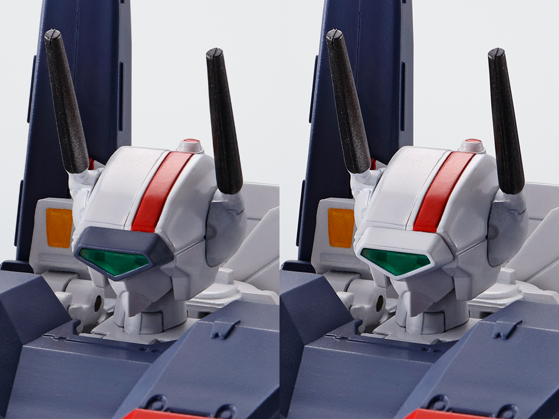 ゴーグル部分の彩色が異なる2種の頭部パーツが付属しているので、「アーマードバルキリー」と「VF-1J バルキリー（一条輝機）」の両機を再現できる