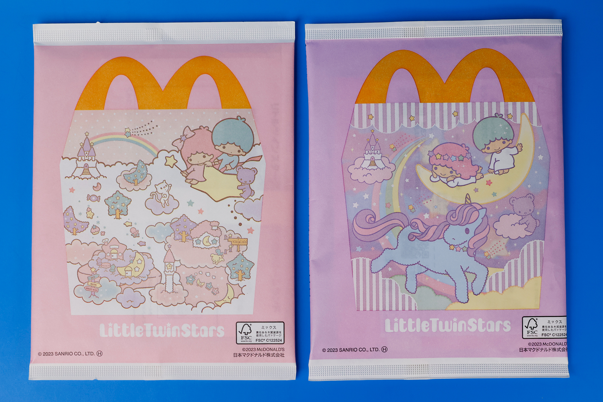 こちらが今回のおもちゃ袋。薄ピンク色の袋が第1弾、薄紫色の袋が第2弾だ