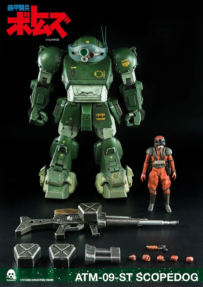 2017年に発売された「ATM-09-ST SCOPEDOG」。価格は54,780円。全高約330mm、約150mmのパイロットフィギュアが搭乗可能。パイロットフィギュアの耐圧服は布製で表現されていた
